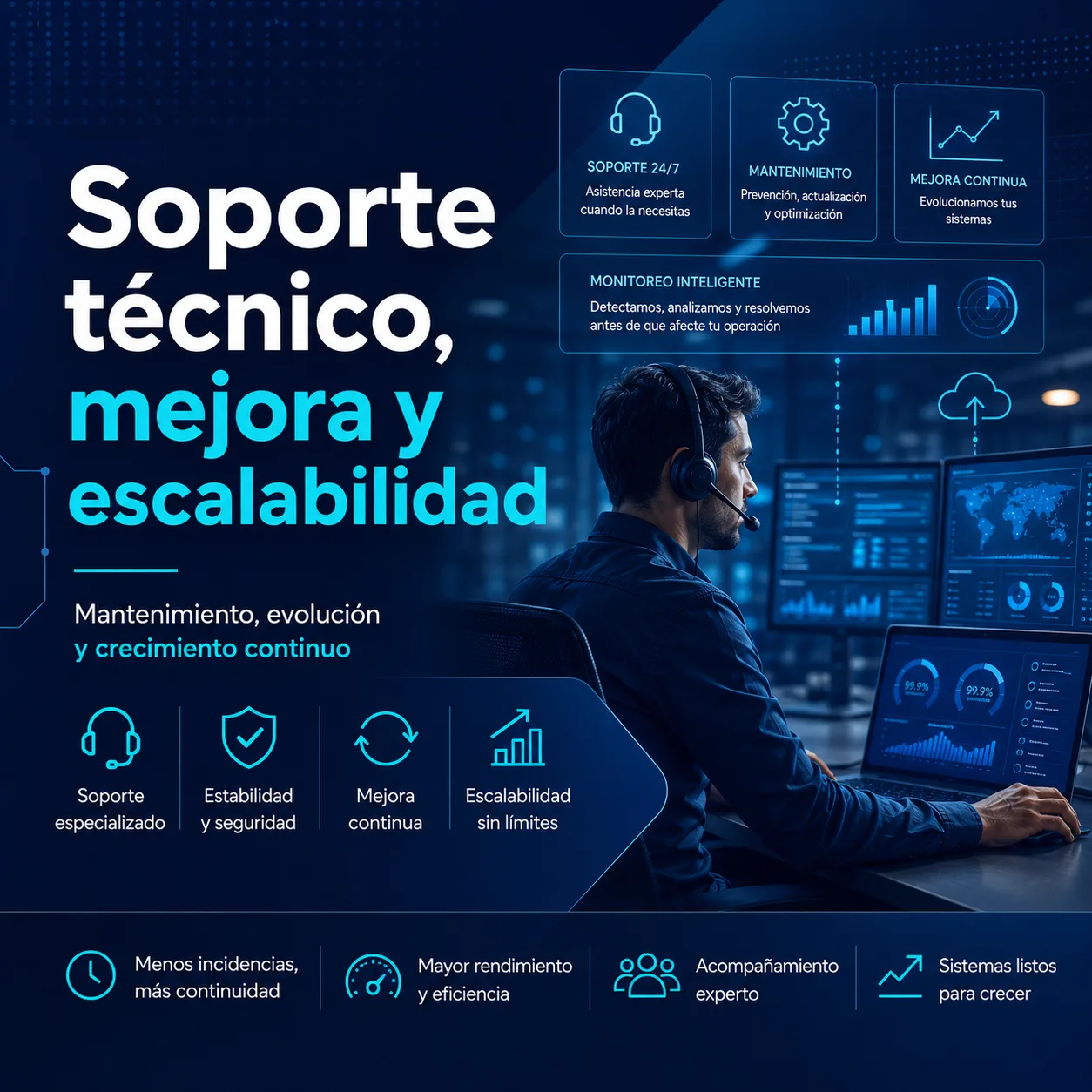 Soporte técnico, mejora y escalabilidad